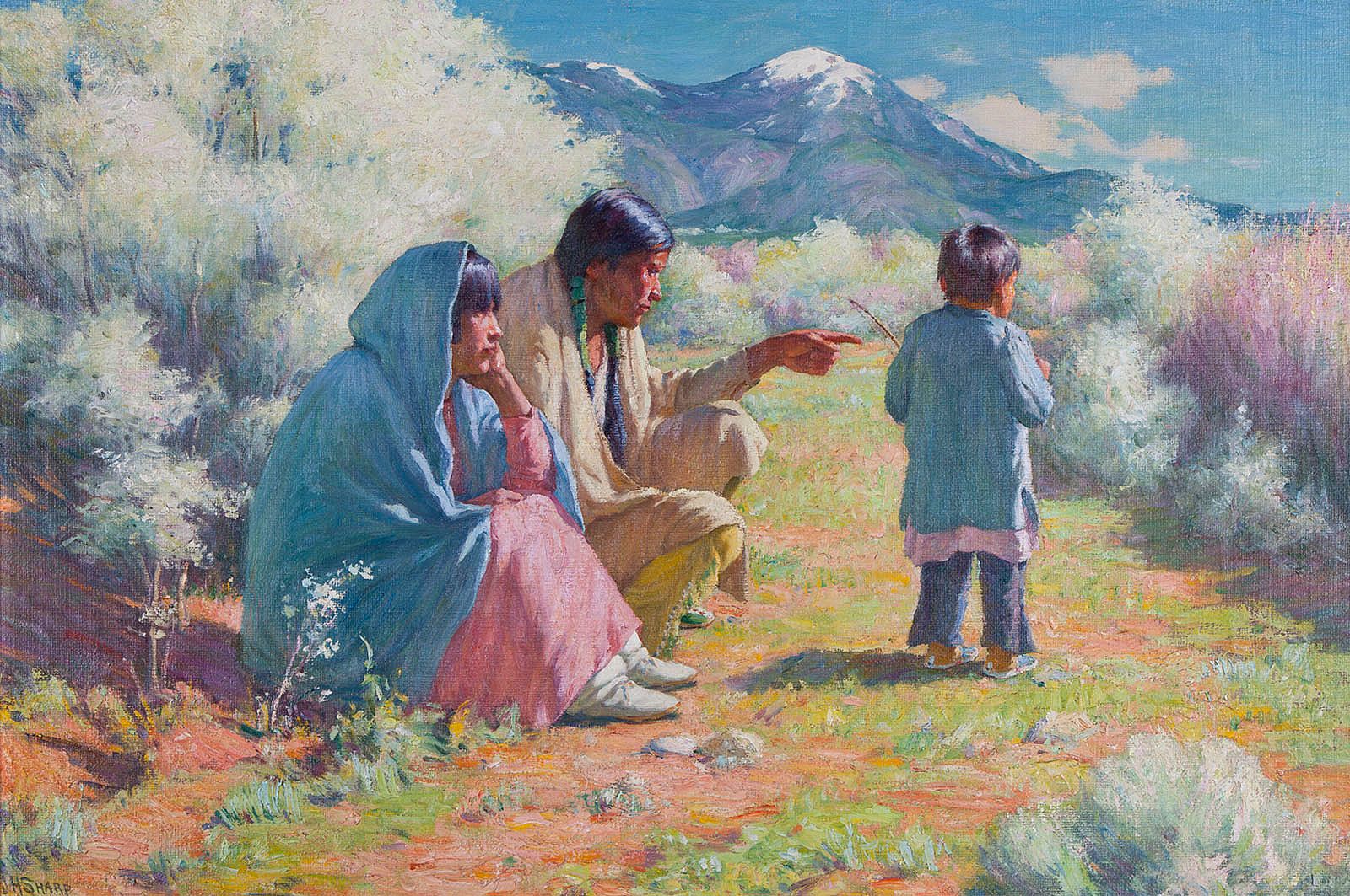 His First Lesson; [Wild Plum Blossoms]